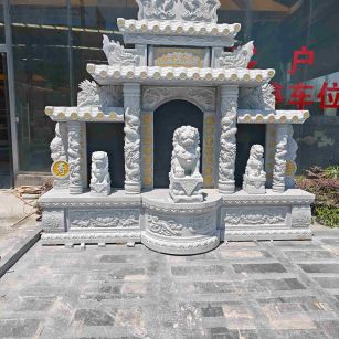 宜宾芝麻白中国黑石材套墓 花岗岩墓碑